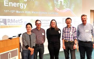 Ye Wang (Lancaster University, HYDRA), David Stevenson (University of Edinburgh, HYWAY), Maria Sand (CICERO, HYWAY), Oliver Wild (Lancaster University, HYDRA), and William Collins (University of Reading, HYWAY). at the UK Hydrogen Environmental Impacts Programme Final Event